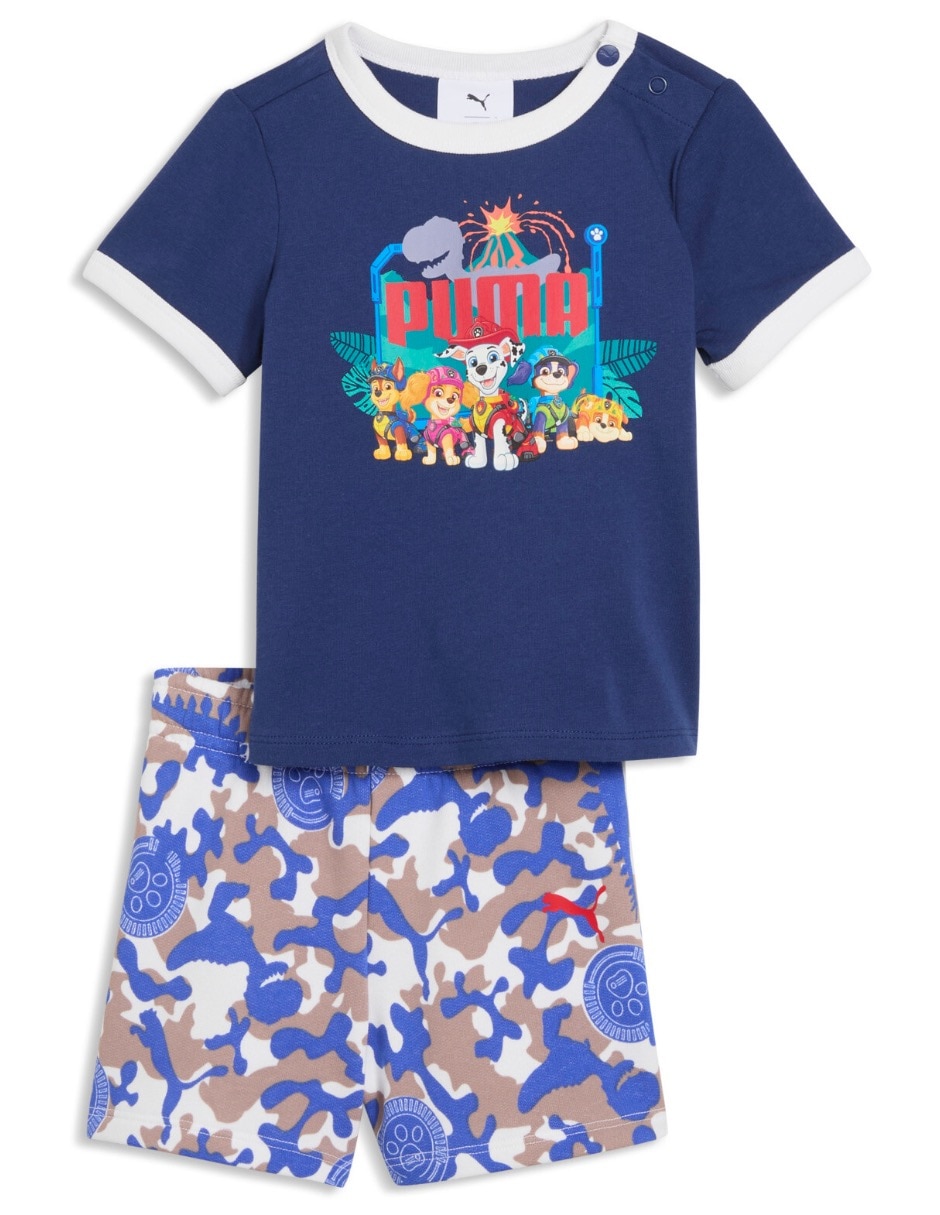 Conjunto casual puma x paw patrol minicats tee and shorts set inf de algodón para bebé niño Conjunto casual puma x paw patrol minicats tee and shorts set inf de algodón para bebé niño