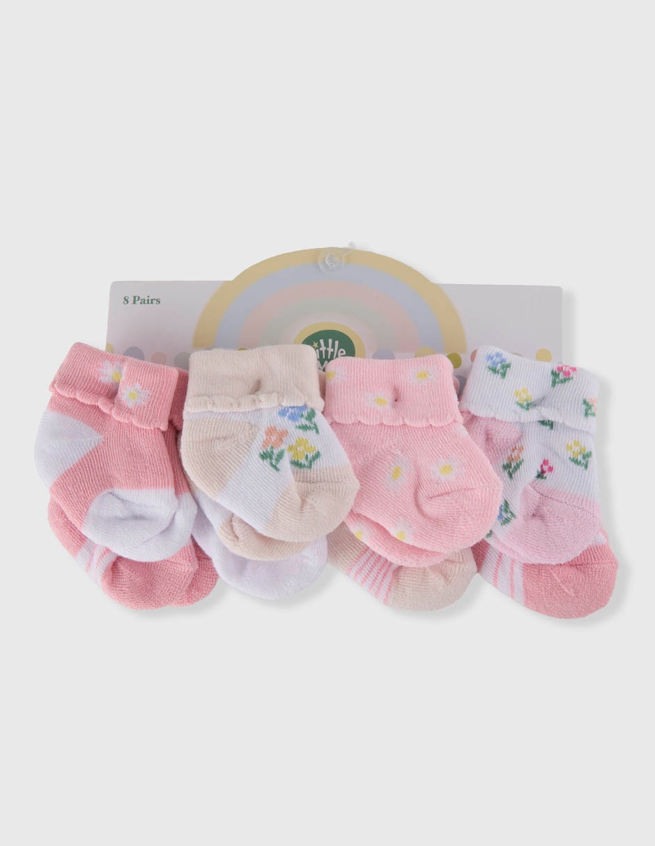 Calcetín De Algodón Para Bebé Niña 8 Pares