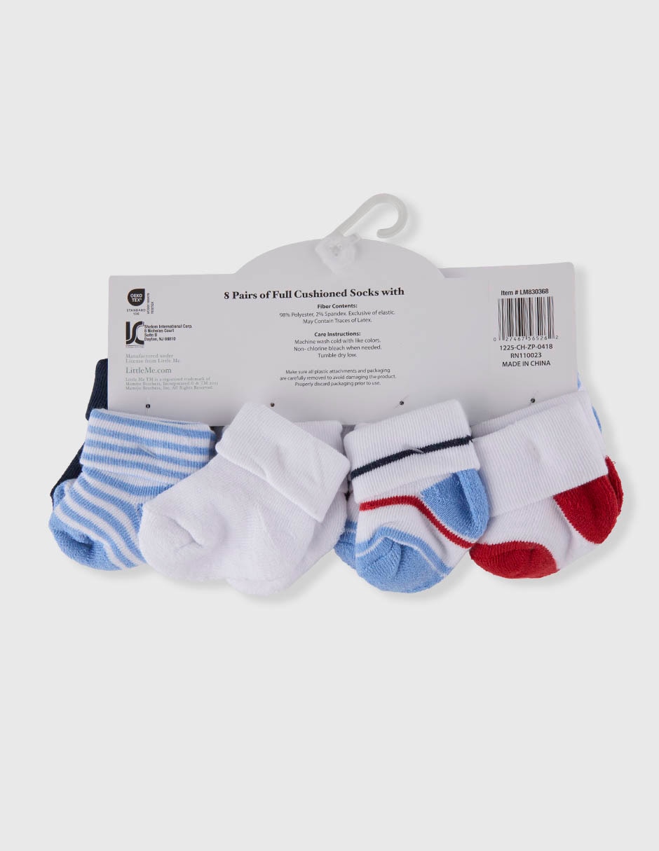 Set De Calcetín Little Me De Algodón Para Niño 8 Pares