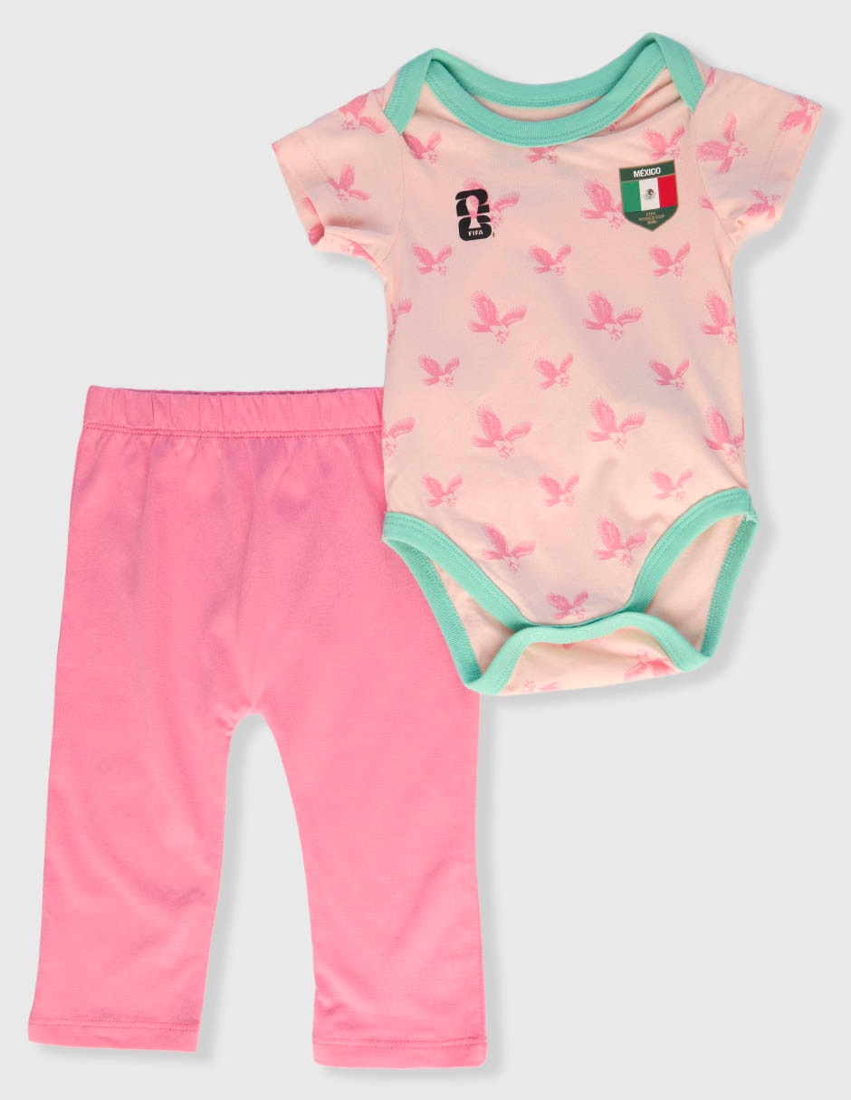 Conjunto pañalero Fifa México para bebé niña