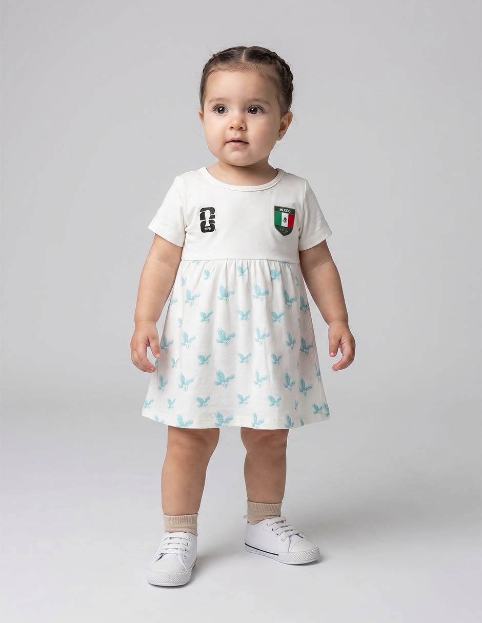 Vestido Fifa México manga regular para bebé niña Vestido Fifa México manga regular para bebé niña