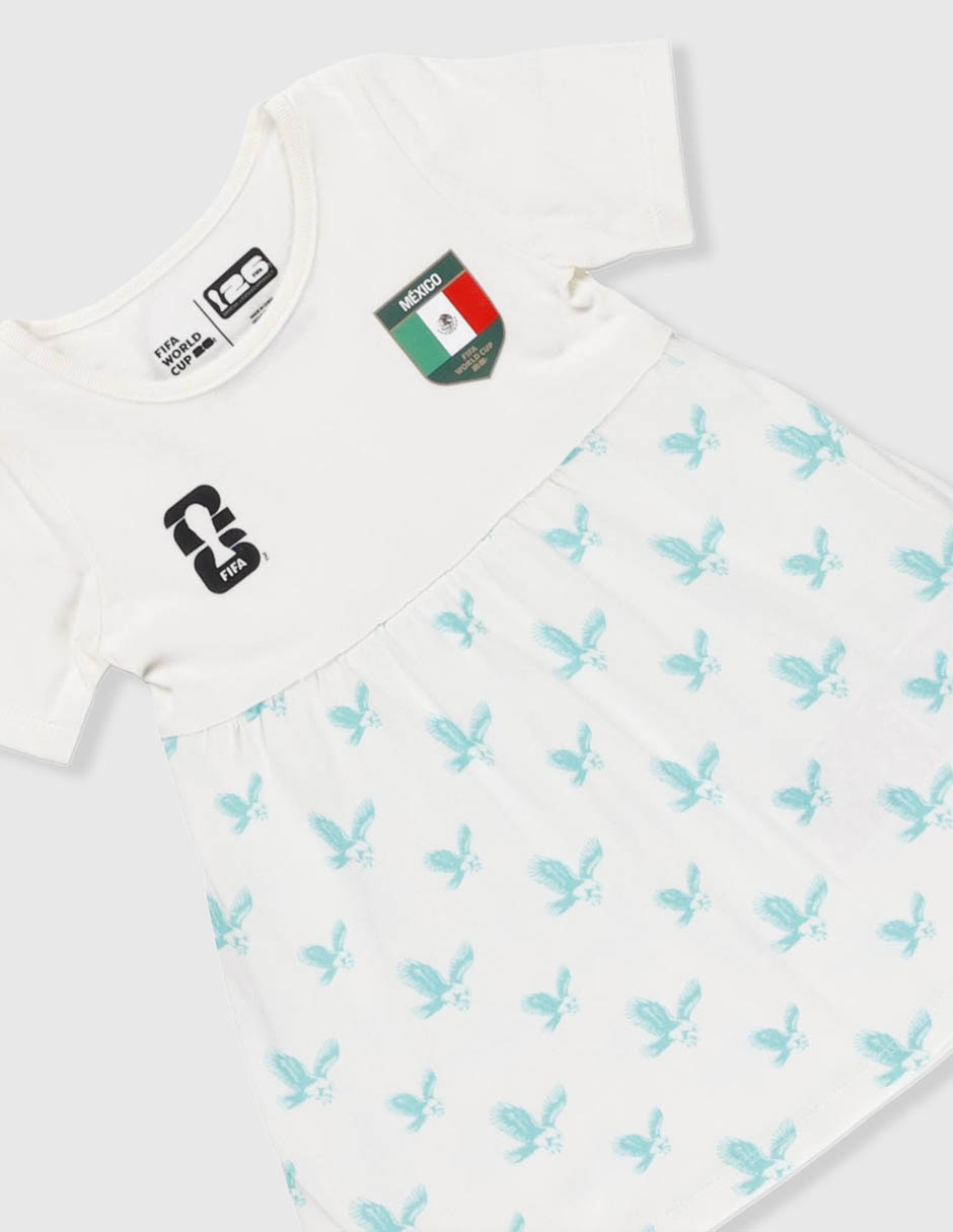 Vestido Fifa México manga regular para bebé niña