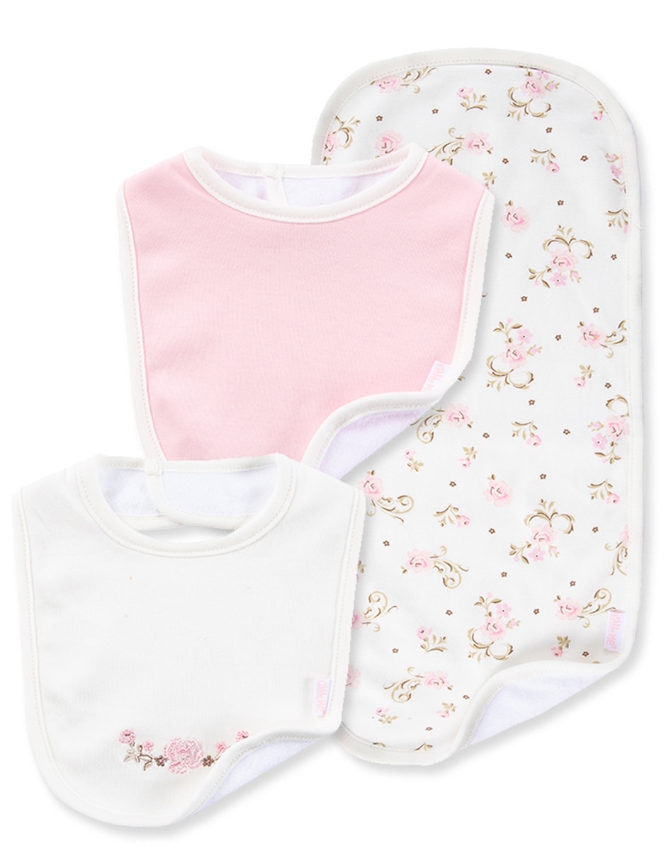 Set babero estampado gráfico de algodón 3 piezas Set babero estampado gráfico de algodón 3 piezas