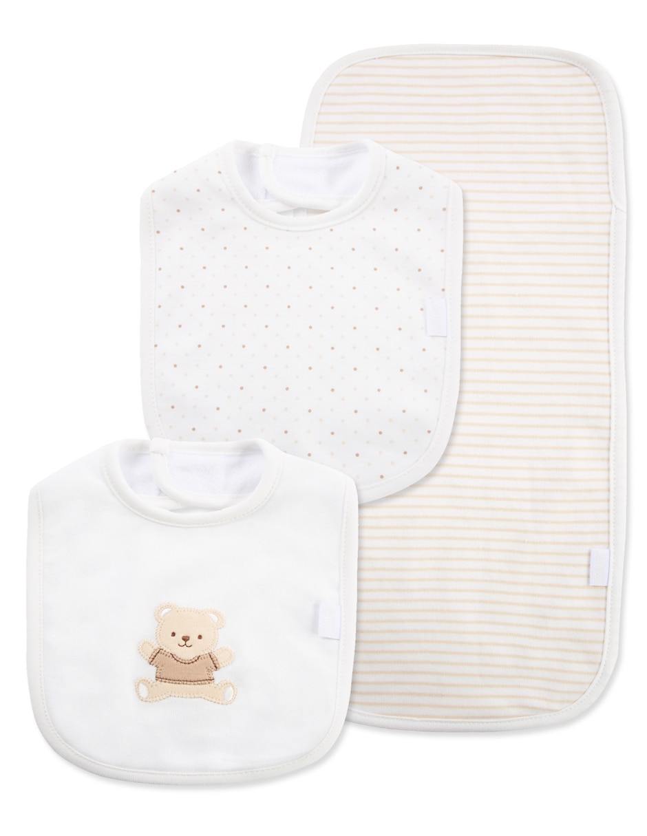 Set babero Little Me de algodón 3 piezas