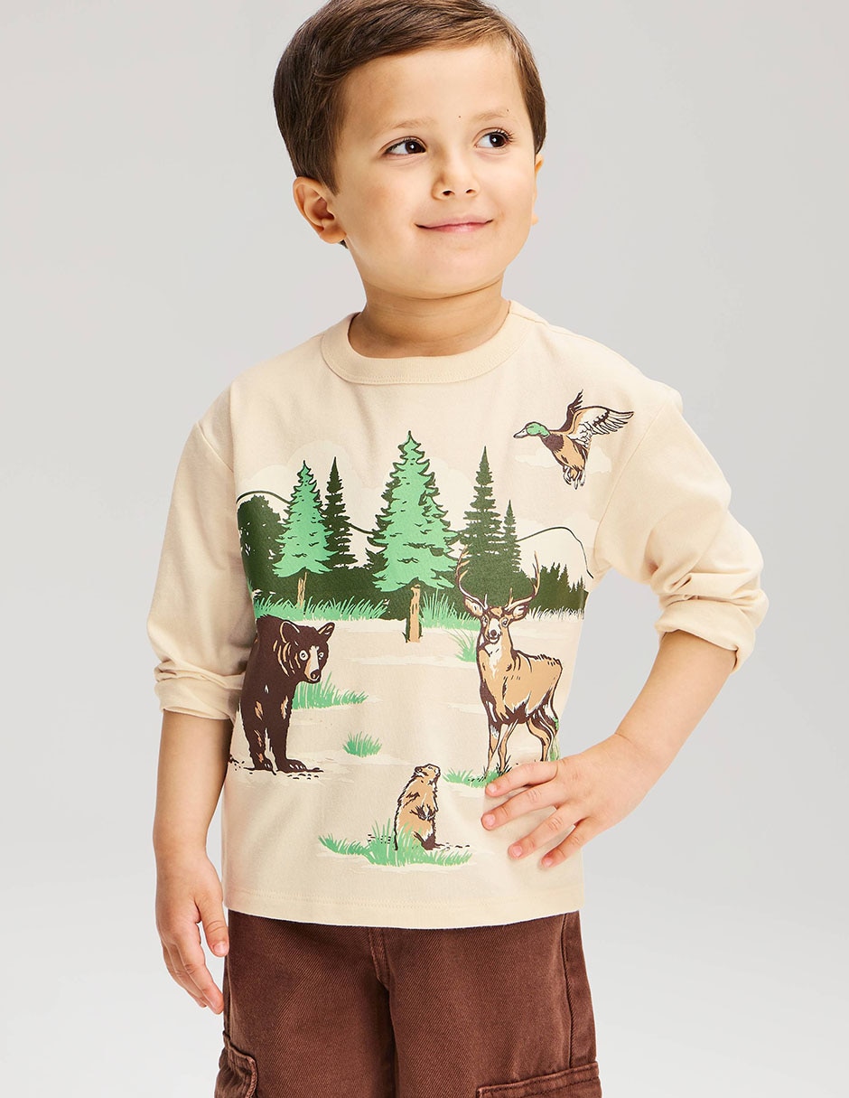 Playera manga larga para bebé niño Playera manga larga para bebé niño
