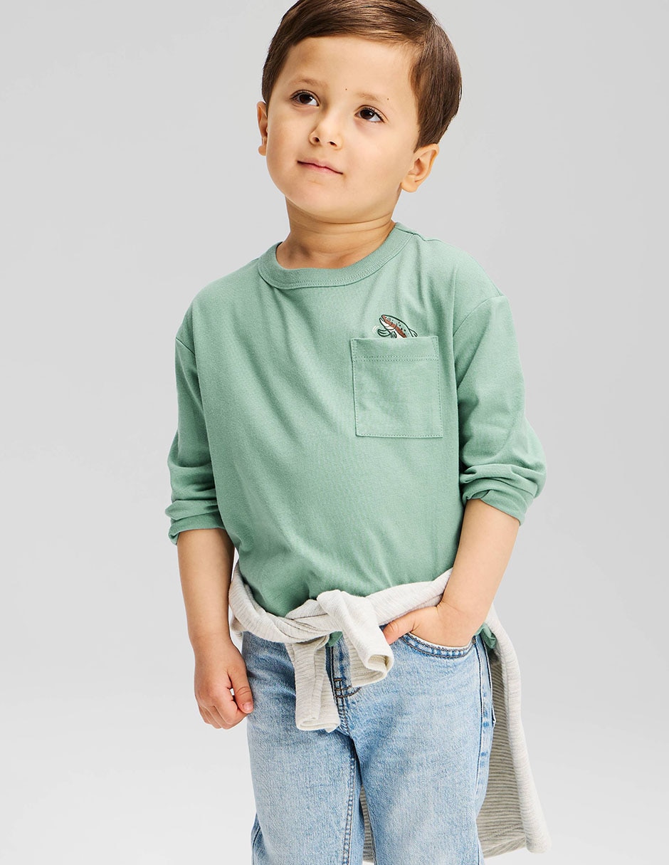 Playera manga larga para bebé niño Playera manga larga para bebé niño