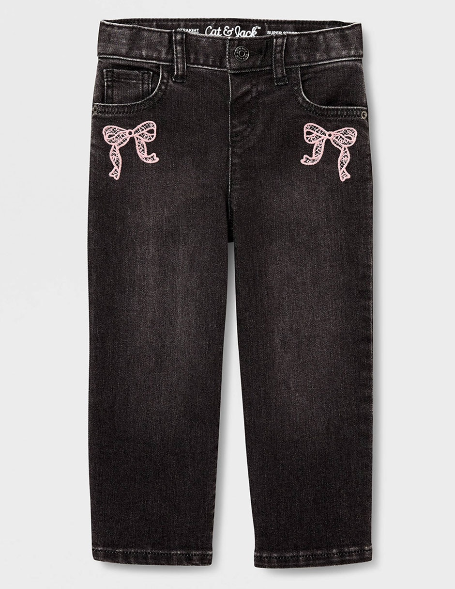 Jeans straight lavado obscuro para niña 5