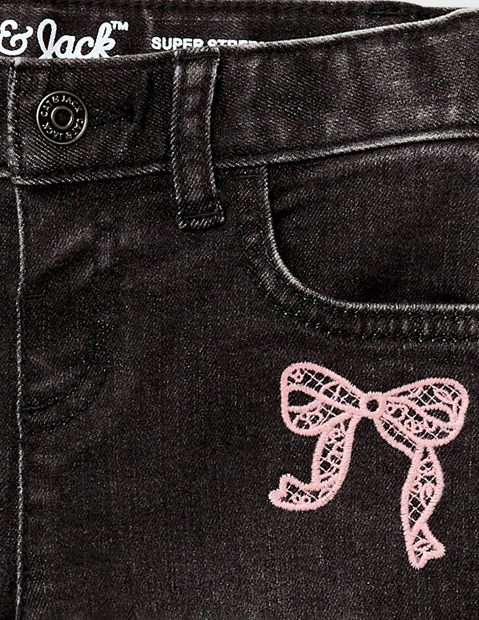Jeans straight lavado obscuro para niña 3