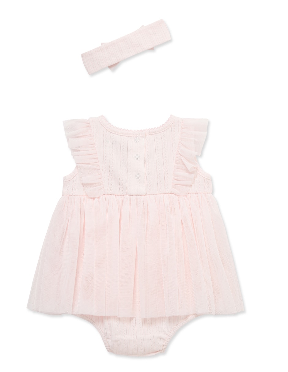 Vestido pañalero con accesorio para el cabello de algodón 2