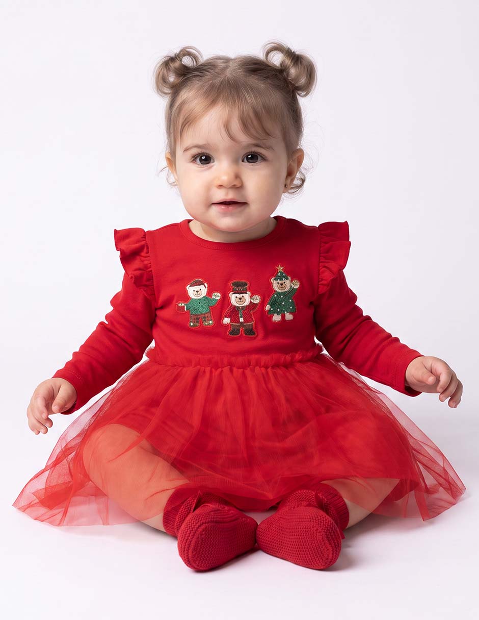 Vestido manga larga para bebé niña Vestido manga larga para bebé niña