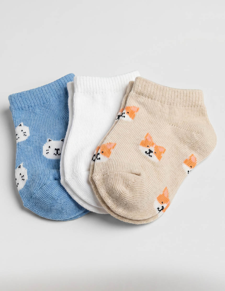 Set de calcetín Punto Blanco de algodón para niño 3 pares 2