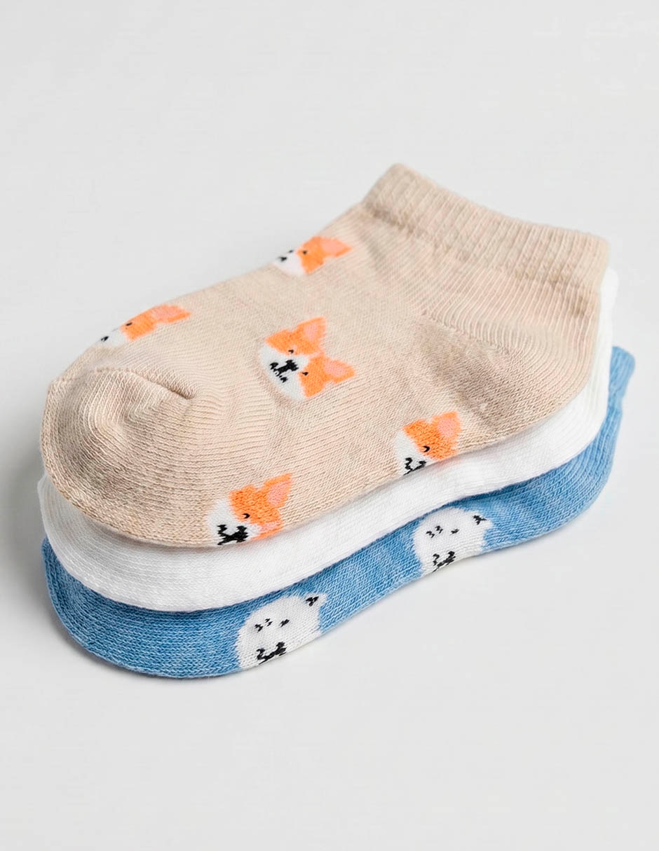 Set de calcetín Punto Blanco de algodón para niño 3 pares 3
