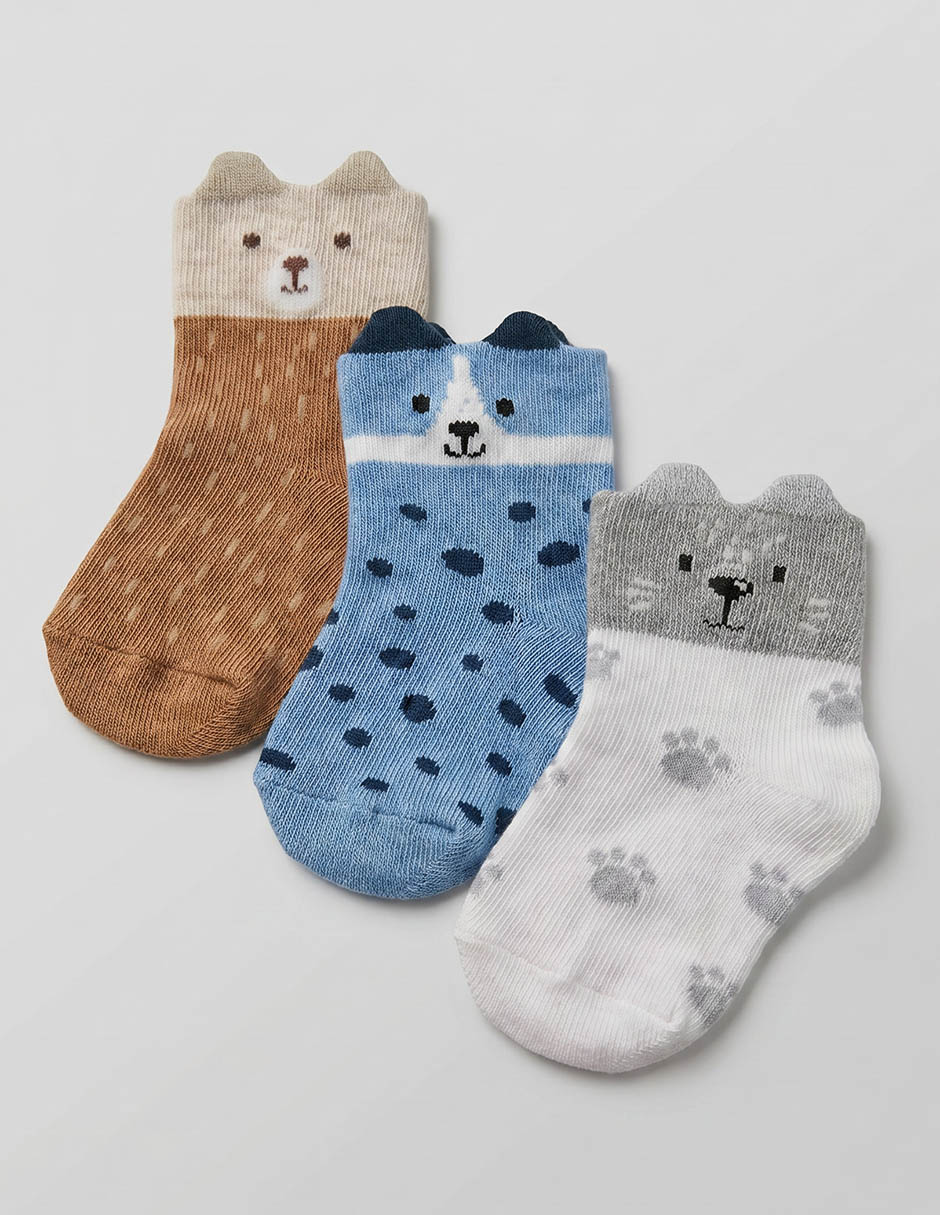 Set de calcetín Punto Blanco de algodón para niño 3 pares