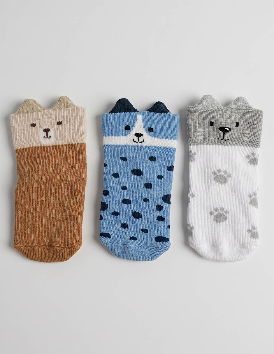 Set de calcetín Punto Blanco de algodón para niño 3 pares 3