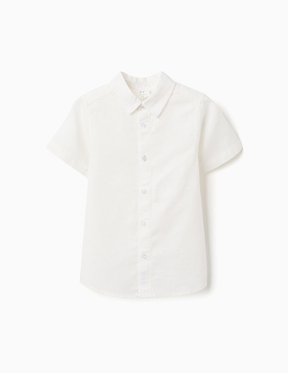 Camisa formal de algodón manga corta para niño