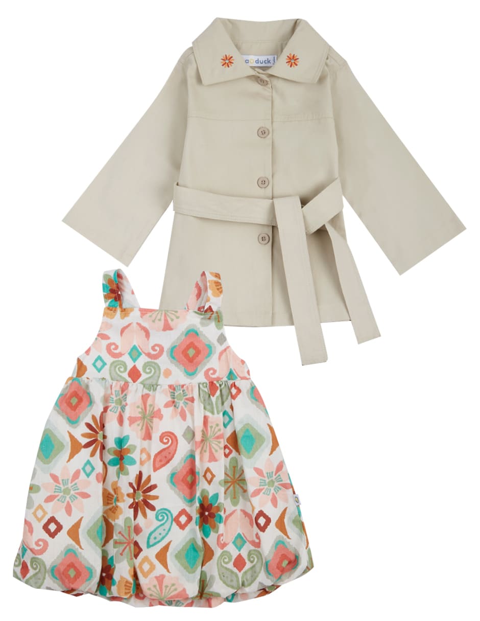Conjunto vestido casual de algodón para bebé niña Conjunto vestido casual de algodón para bebé niña