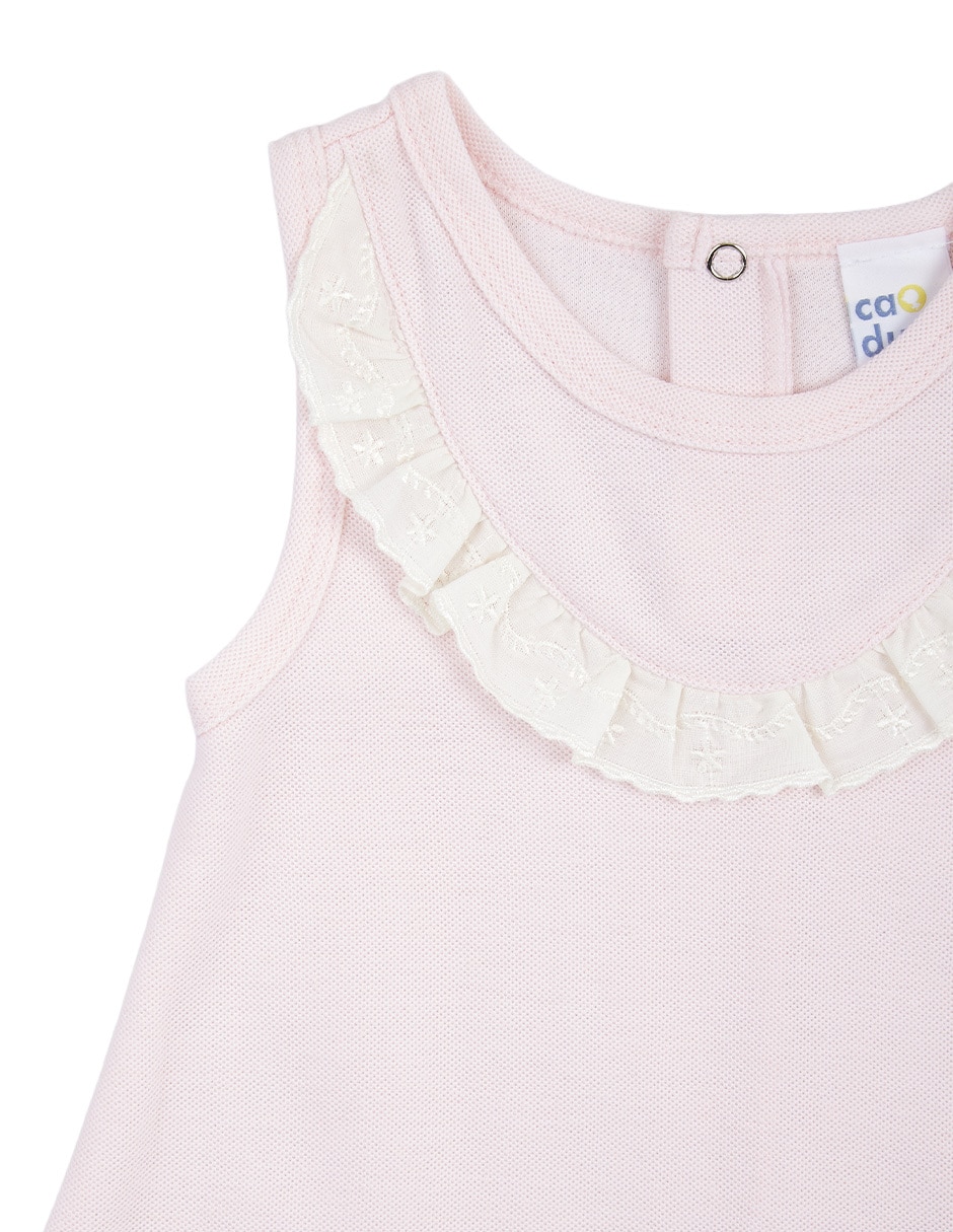 Conjunto vestido casual de algodón poliéster y elastano para niña
