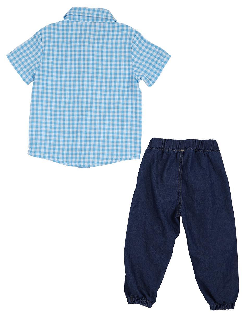 Conjunto de camisa casual cao duck para niño