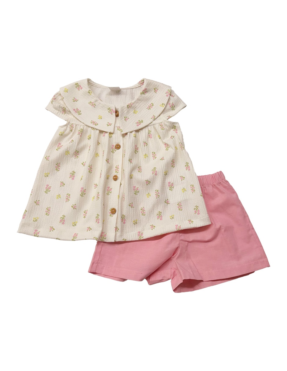 Conjunto short casual fiorella de algodón para niña