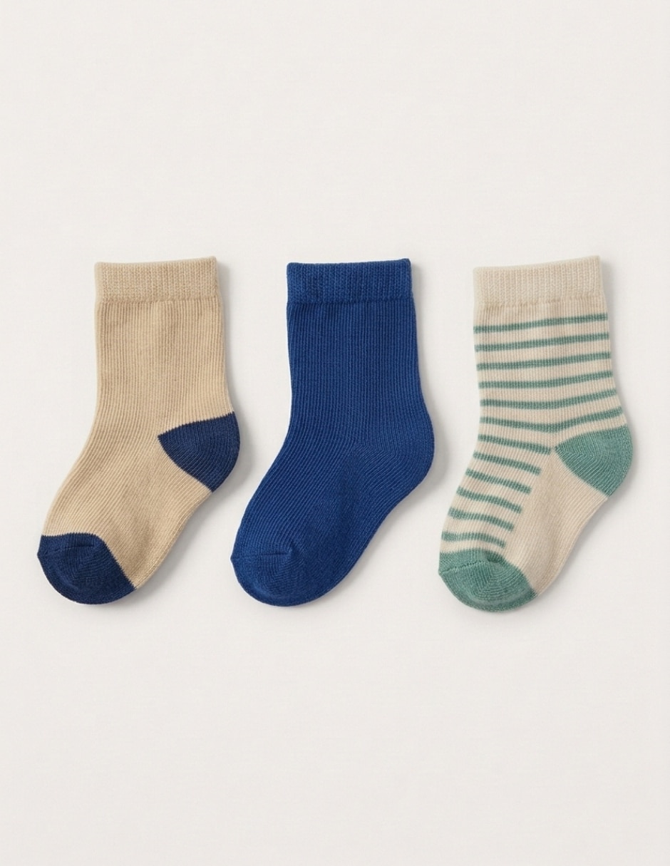 Set de calcetín de algodón para bebé niño 3 pares 2