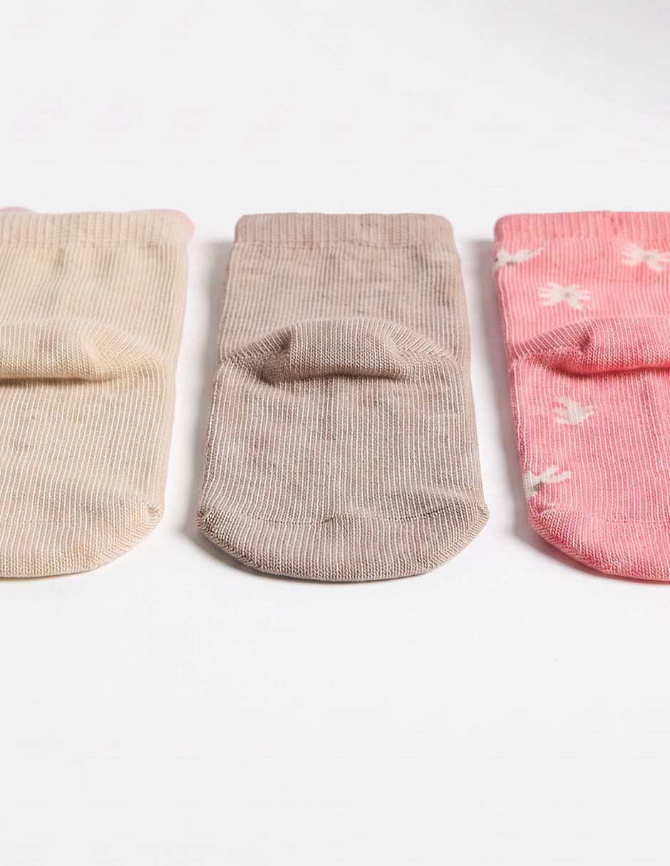 Calcetín punto blanco de algodón para niña 3 pares 2