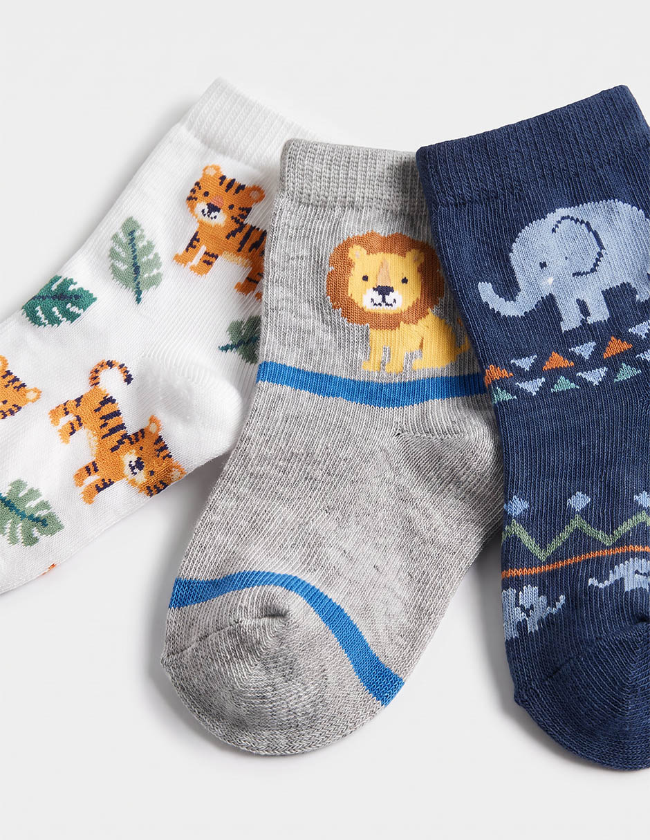Calcetín punto blanco fw26 de algodón para niño 3 pares 2