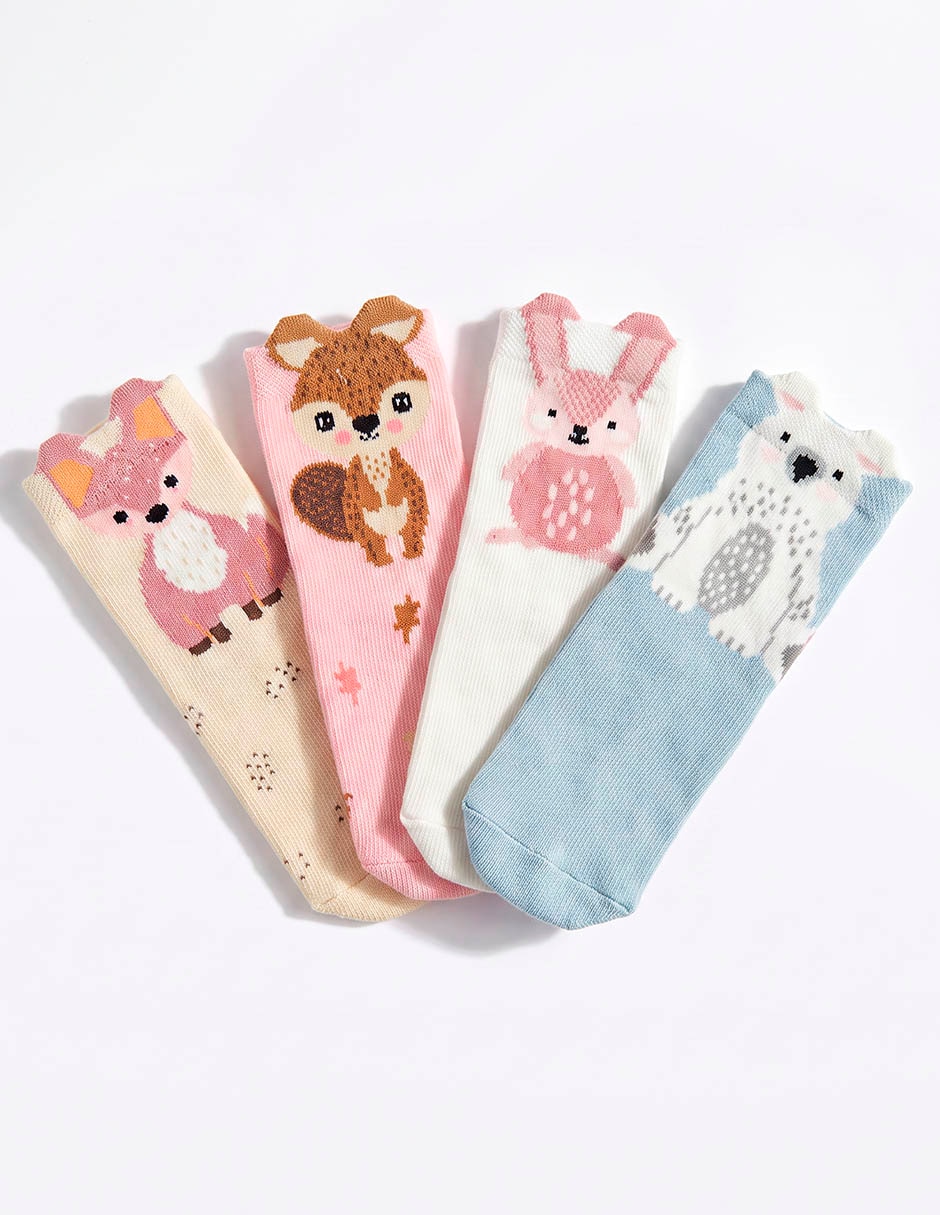 Set de calcetín Punto Blanco de algodón para bebé niña 4 pares