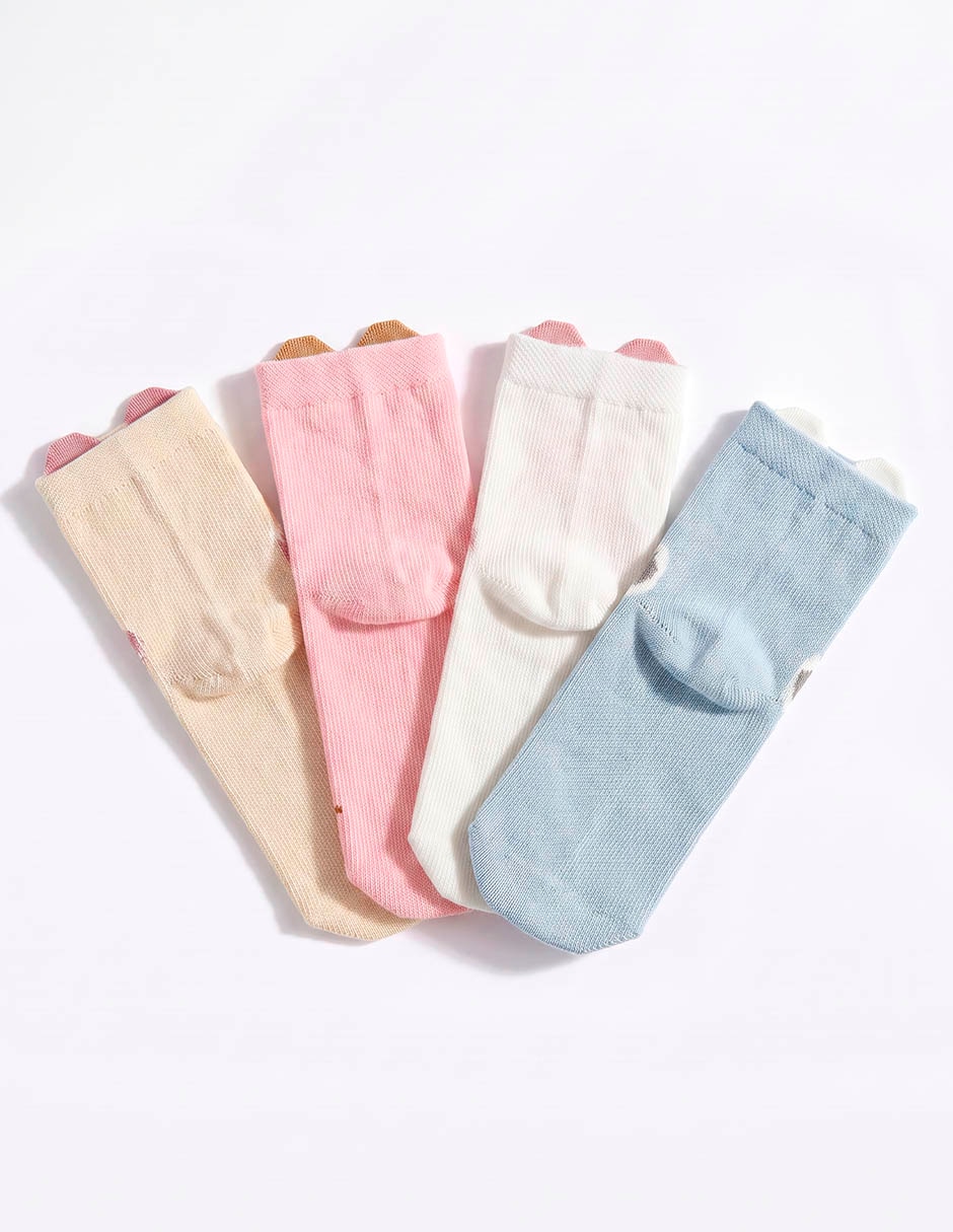 Set de calcetín Punto Blanco de algodón para bebé niña 4 pares