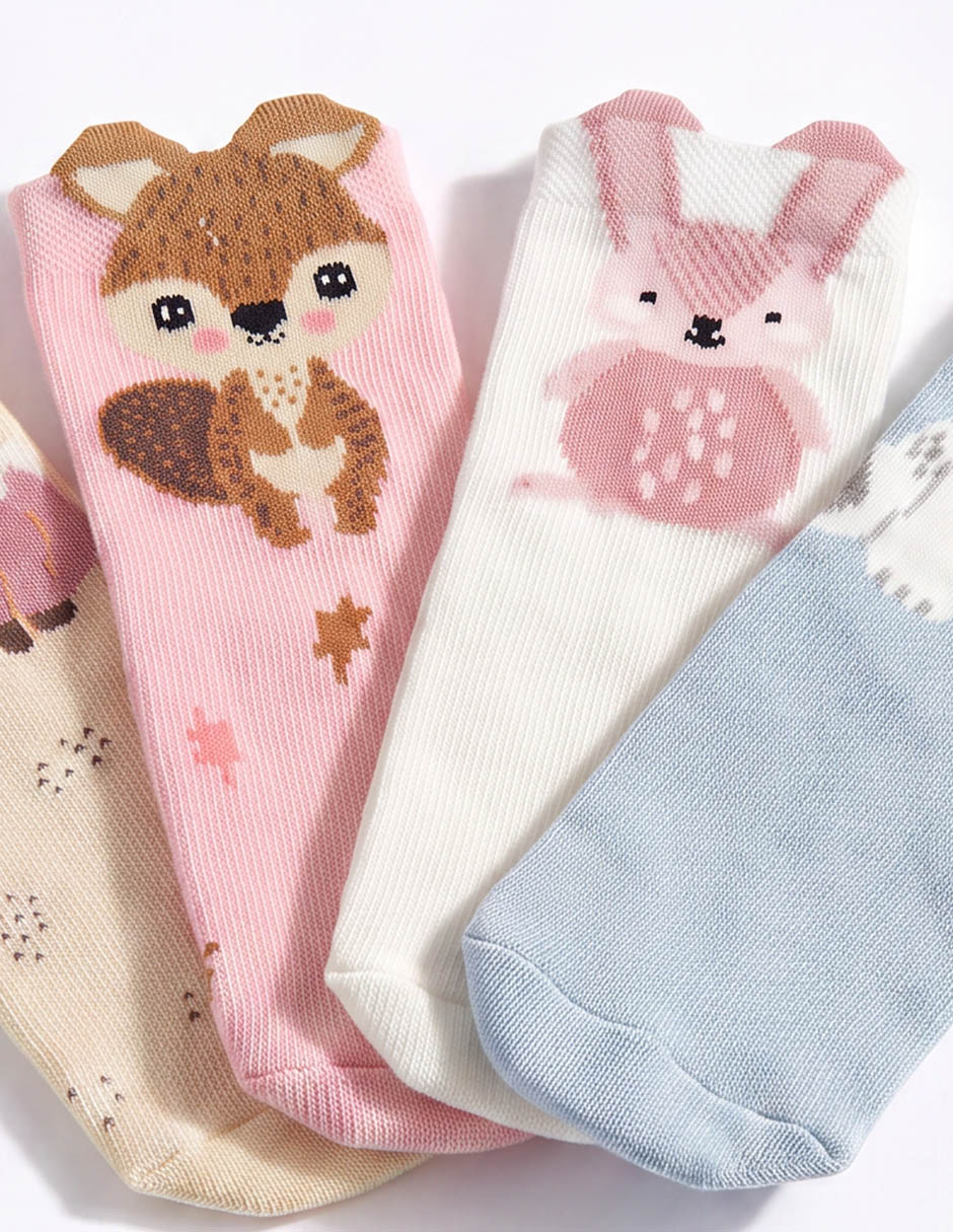 Set de calcetín Punto Blanco de algodón para bebé niña 4 pares