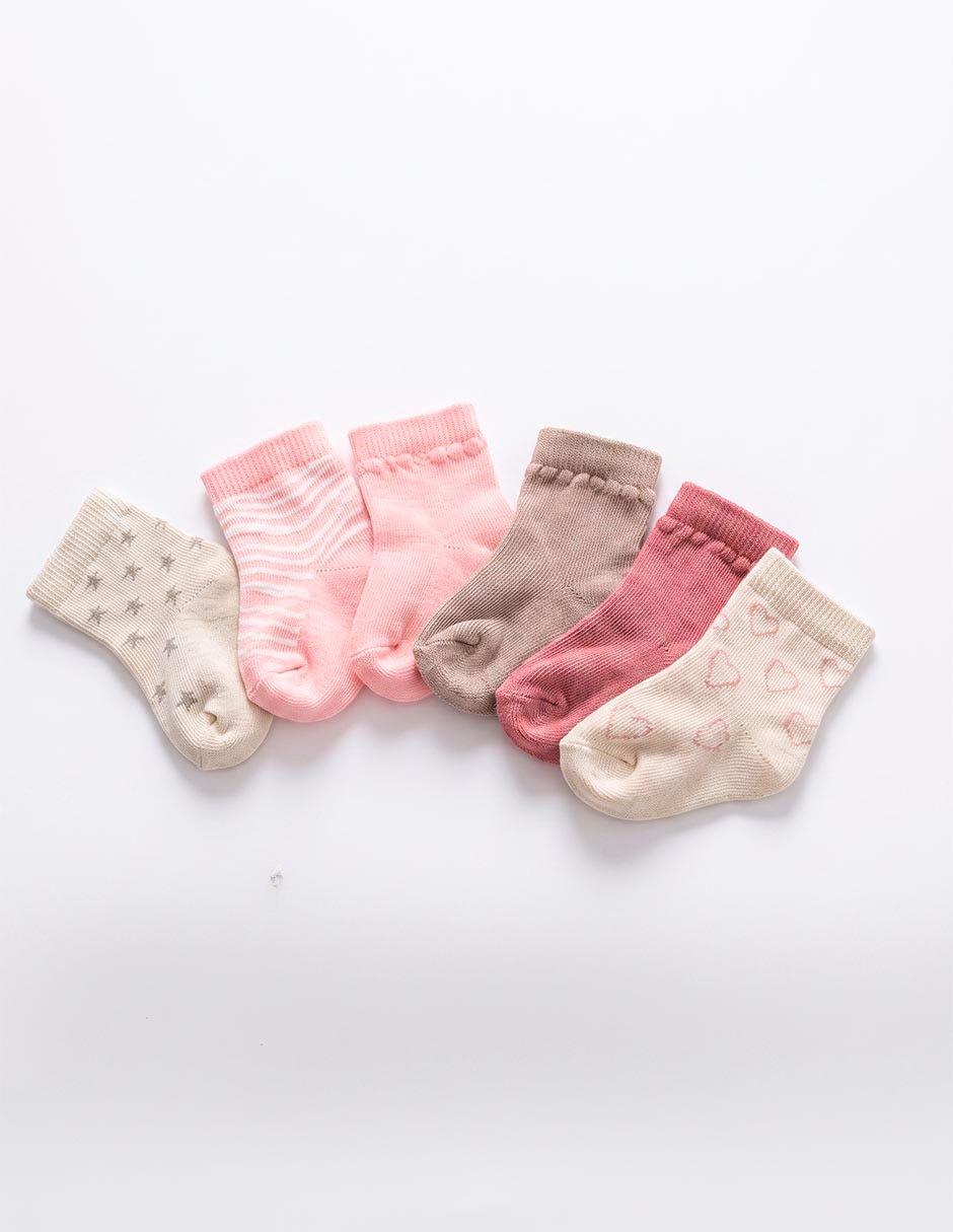 Set de calcetines de algodón para bebé niña 6 pares Set de calcetines de algodón para bebé niña 6 pares