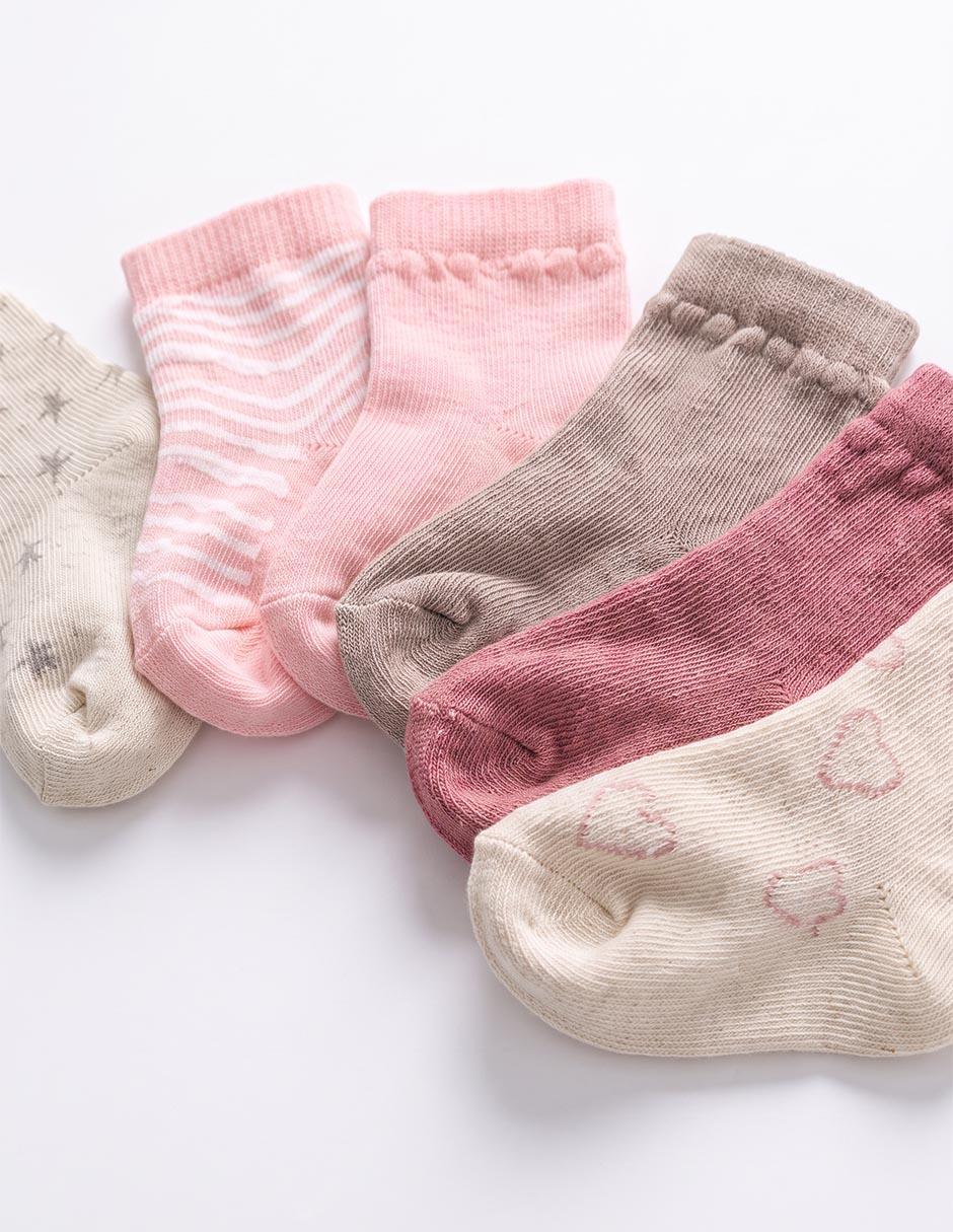 Set de calcetines de algodón para bebé niña 6 pares 2