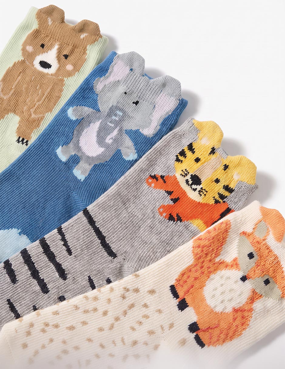 Calcetín punto blanco fw26 de algodón para niño 4 pares 2