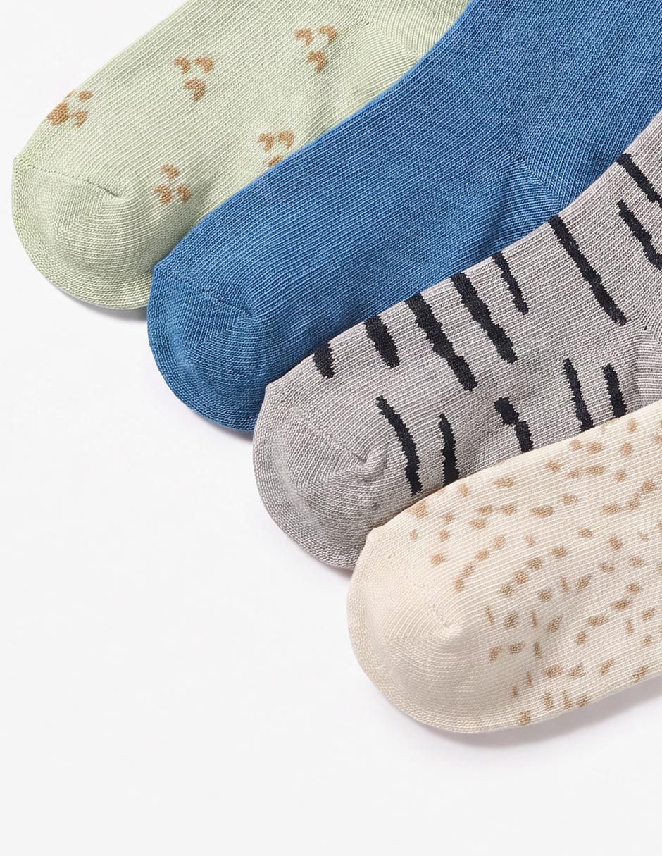 Calcetín punto blanco fw26 de algodón para niño 4 pares 3