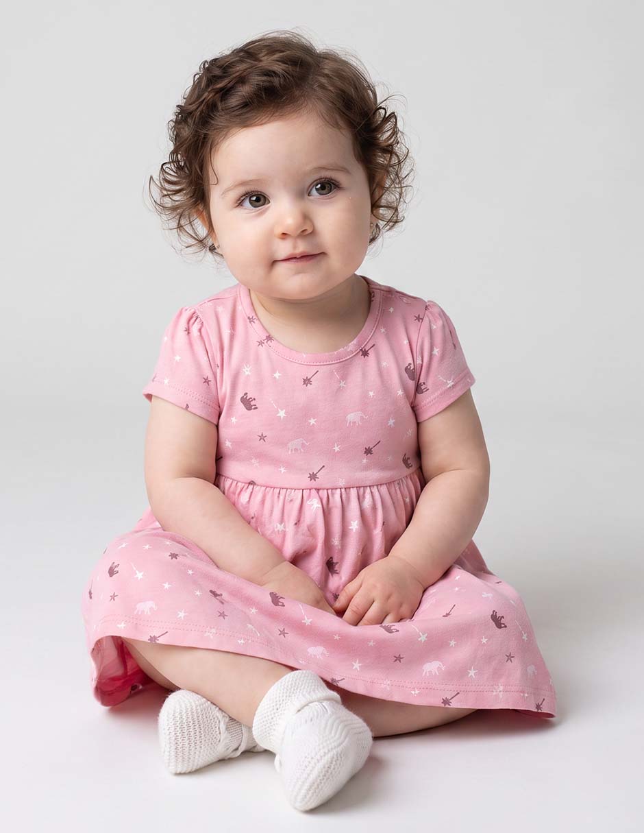 Set vestido manga cap para niña Set vestido manga cap para niña