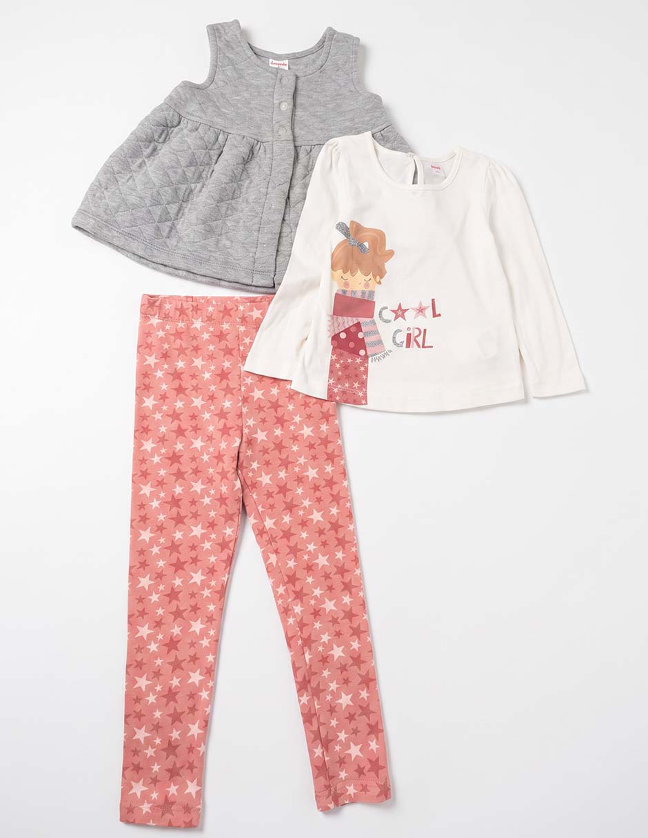 Conjunto de 3 piezas casual de algodón para niña 3