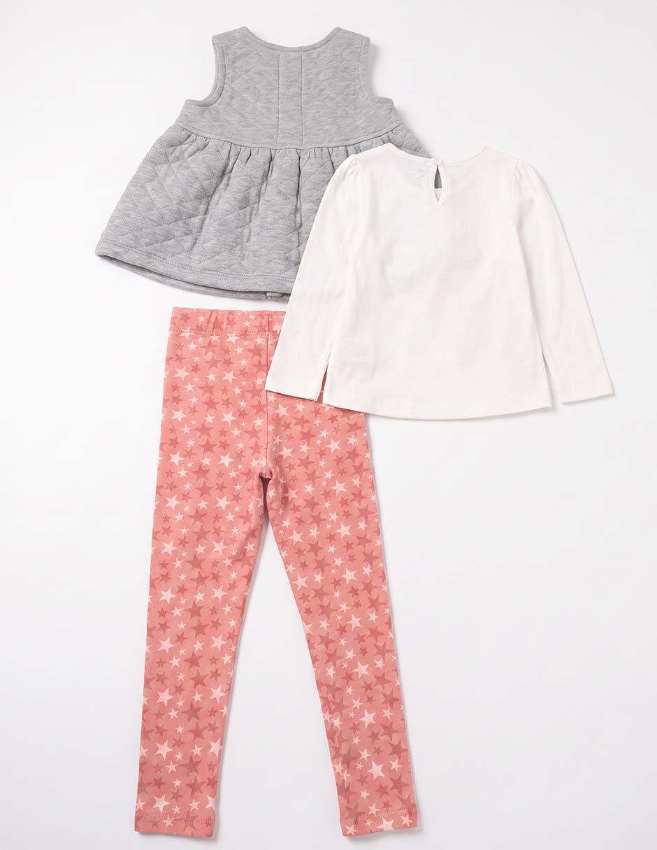 Conjunto de 3 piezas casual de algodón para niña 4