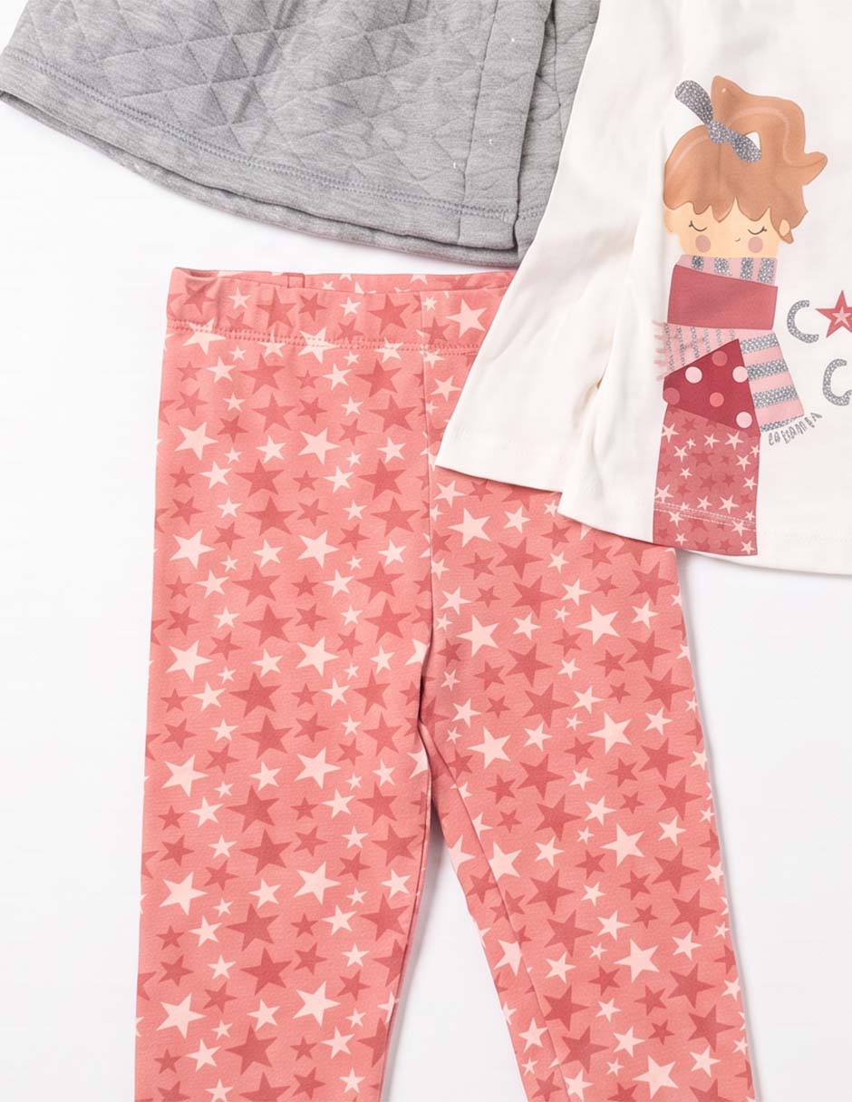 Conjunto de 3 piezas casual de algodón para niña 5