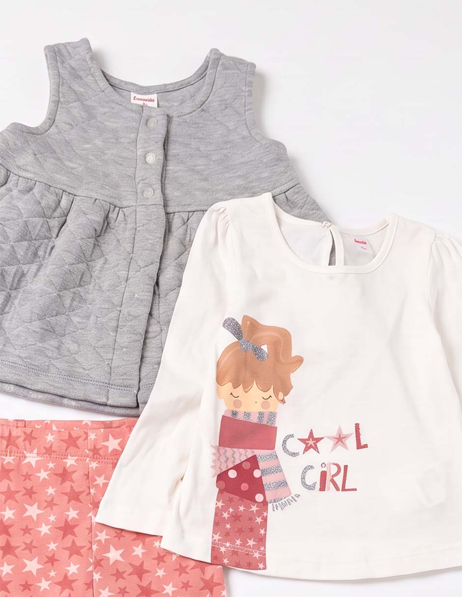 Conjunto de 3 piezas casual de algodón para niña 6