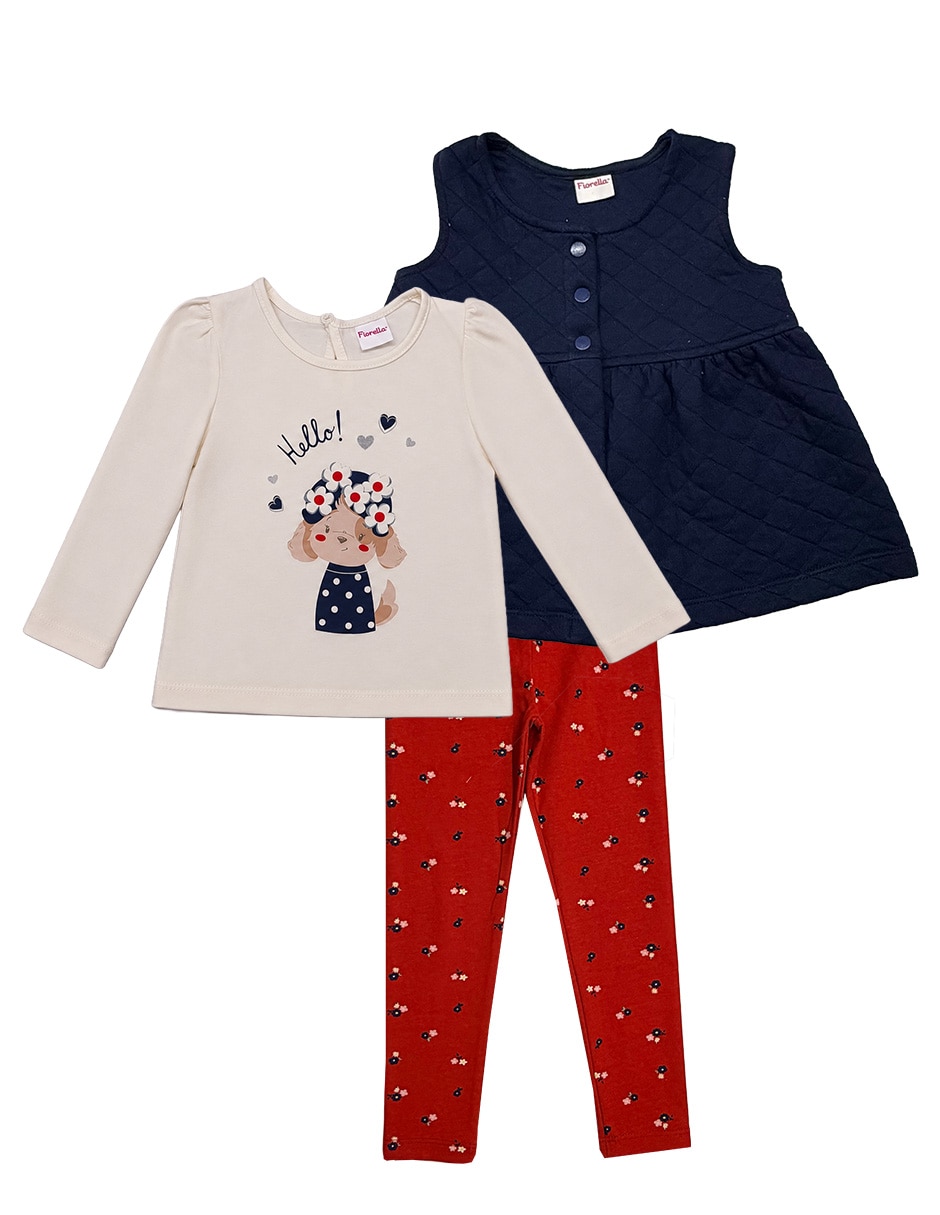 Conjunto de 3 piezas casual de algodón para niña Conjunto de 3 piezas casual de algodón para niña