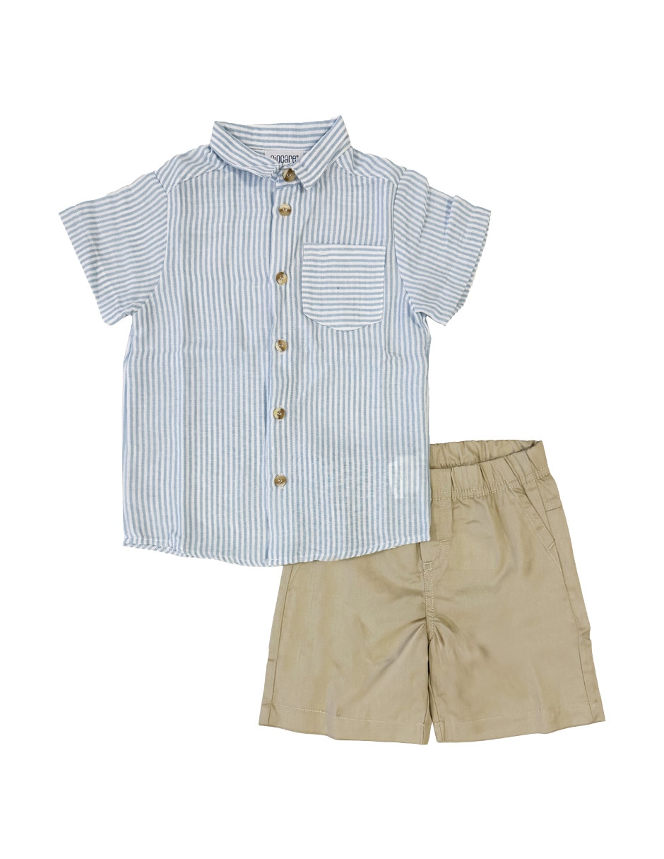Conjunto short casual de gabardina para niño