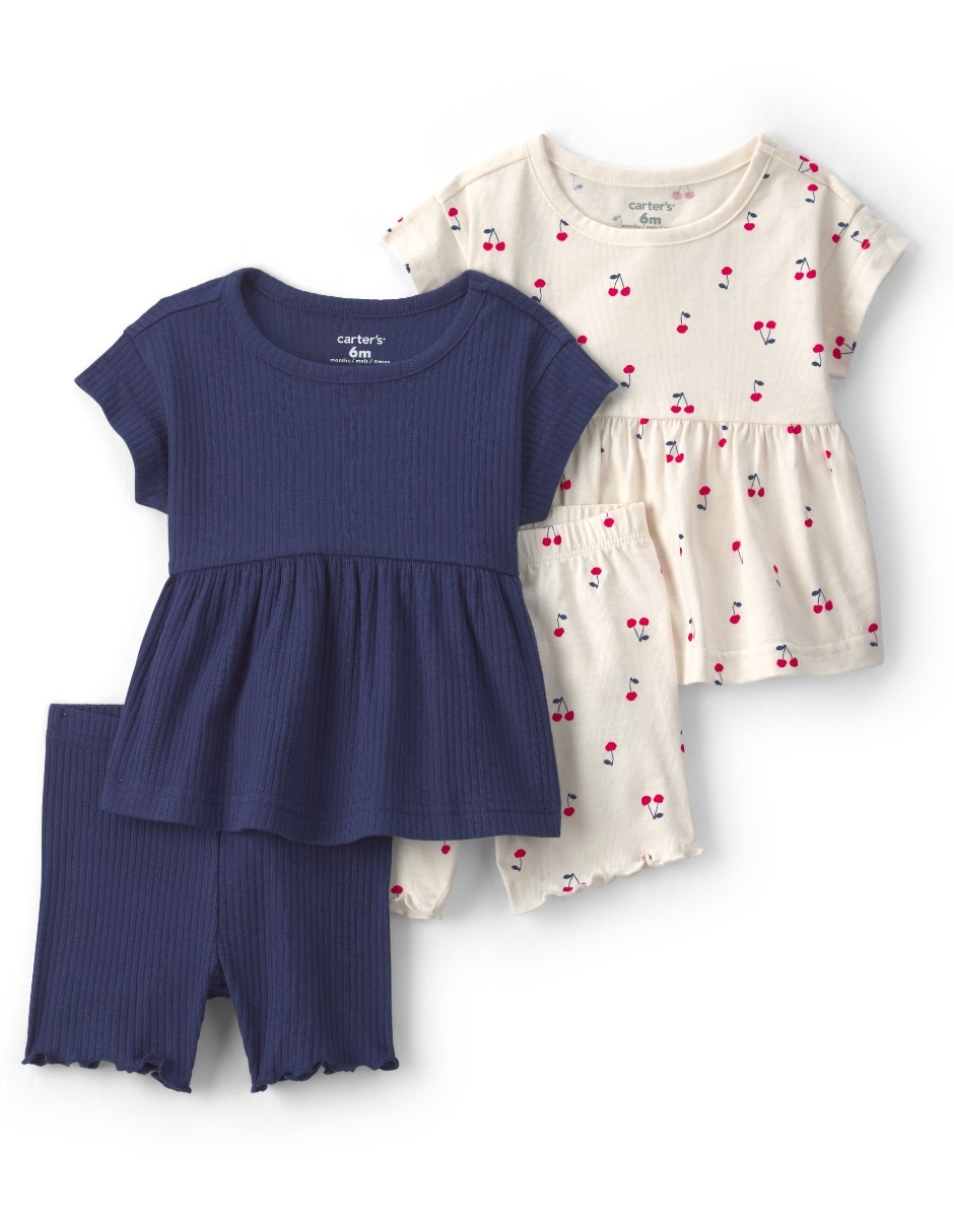 Conjunto short casual de algodón para ni–a