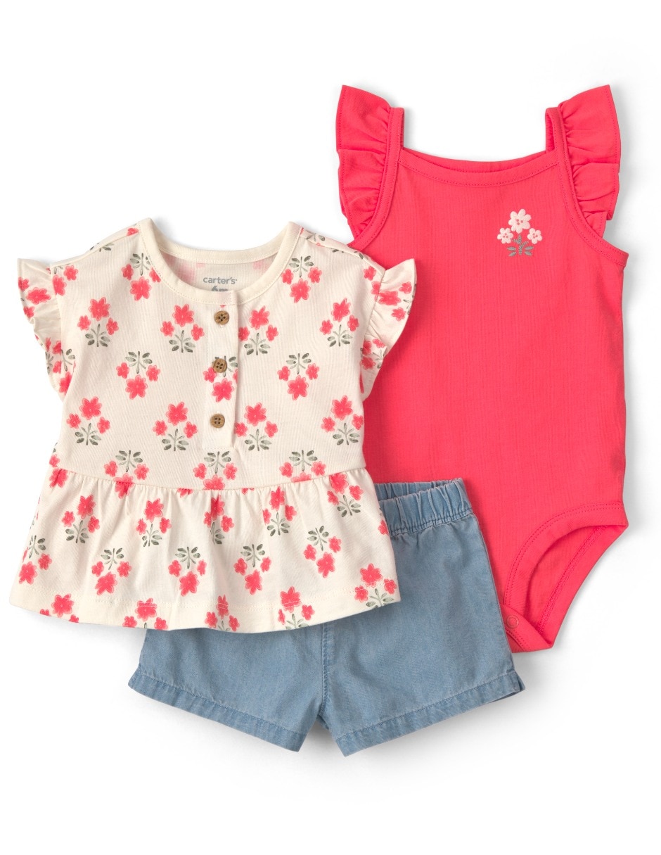 Conjunto de 3 piezas casual de algodón para ni–a Conjunto de 3 piezas casual de algodón para ni–a