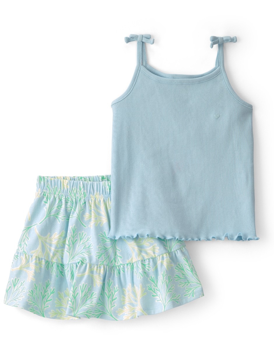 Conjunto falda casual de algodón para ni–a