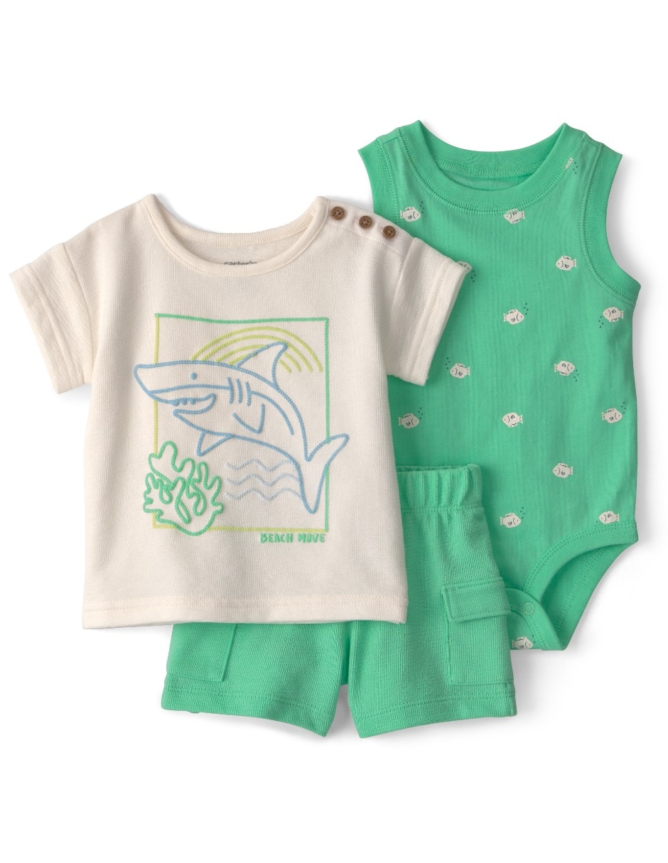 Conjunto de 3 piezas casual carter's de algodón para niño