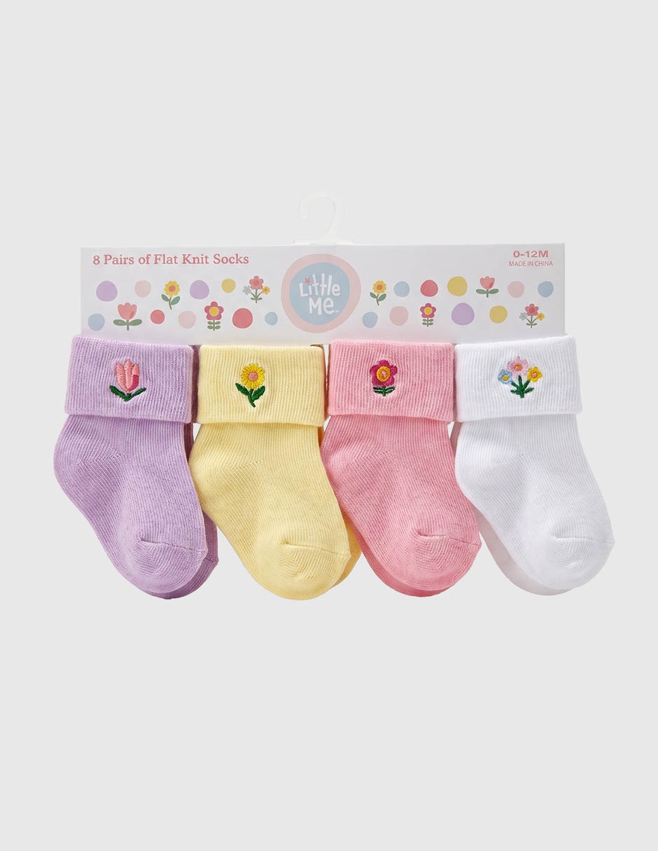 Set de calcetines Little Me de algodón para bebé 8 pares