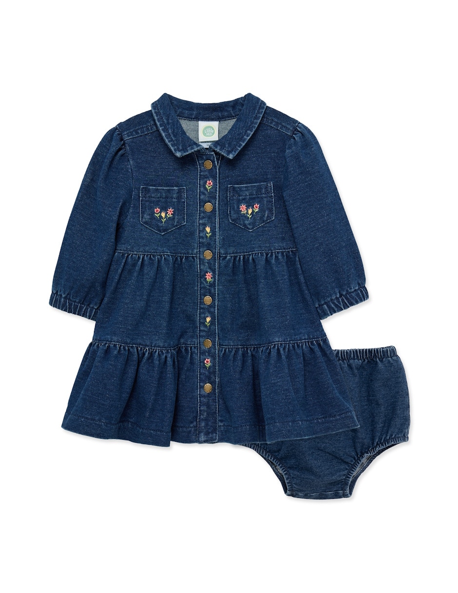Vestido con calzón manga regular para niña