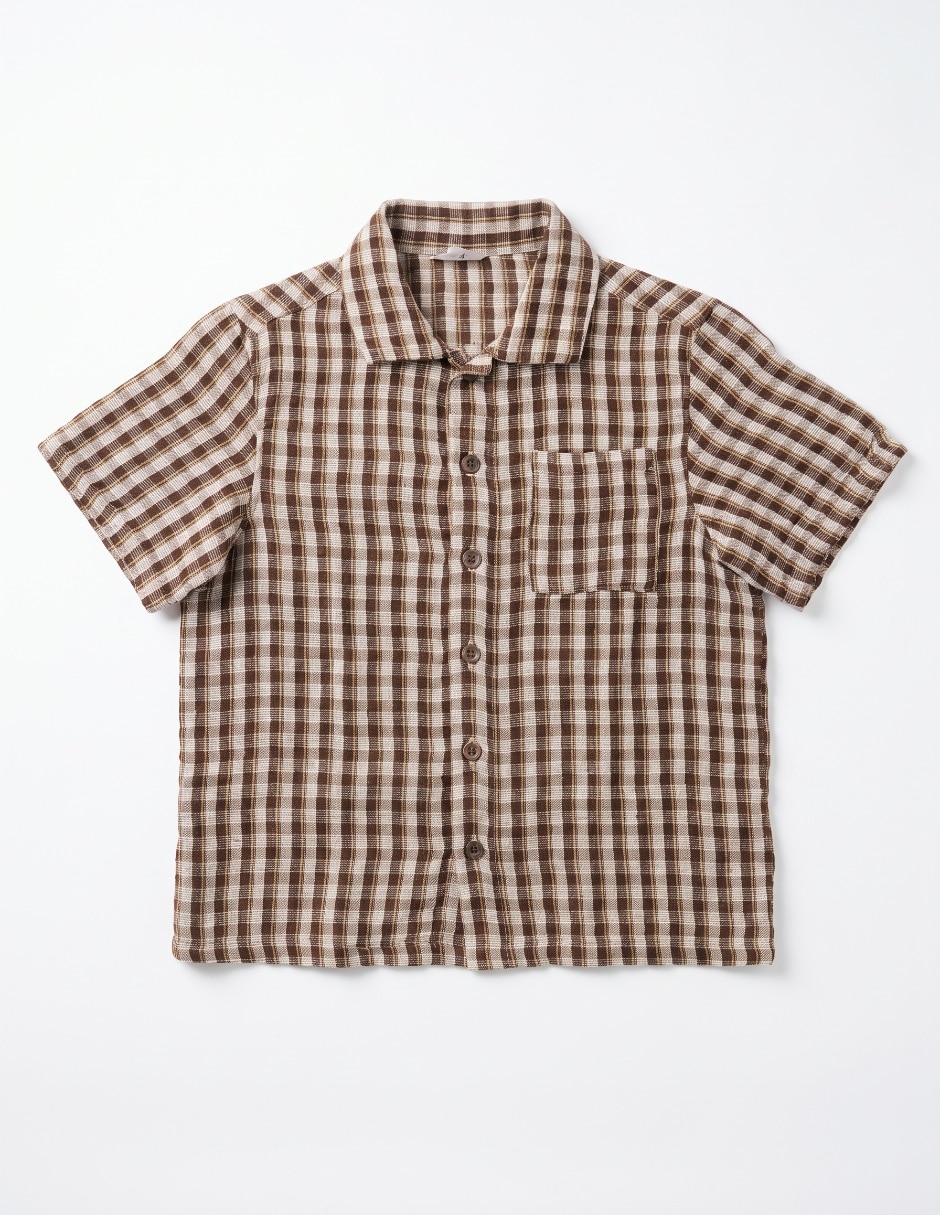 Camisa casual de algodón manga corta para niño Camisa casual de algodón manga corta para niño