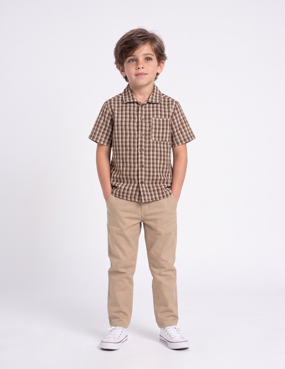 Camisa casual de algodón manga corta para niño 4