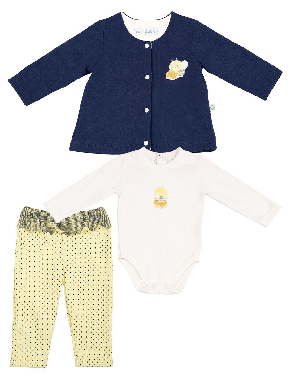 Conjunto casual de algodón para niña 3 piezas