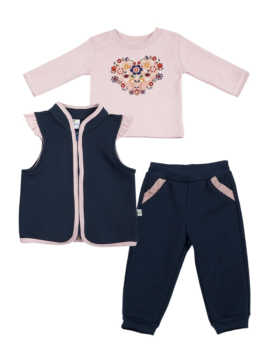 Conjunto de algodón para bebé niña 3 piezas Conjunto de algodón para bebé niña 3 piezas